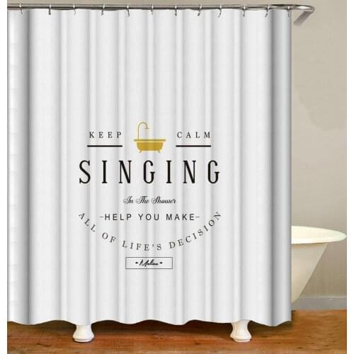 Keep Calm Singing White Shower Curtain Bath Accessories with 12 Hooks Waterproof Polyester Fabric Bathroom Decor