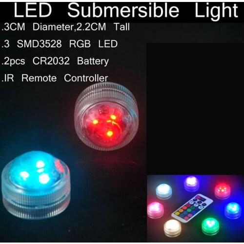 Free shipping 12Pcs LED Electronic Candle Lights Small Night Lights LED Diving Remote Waterproof Candle Lamps RGB Multi Colors