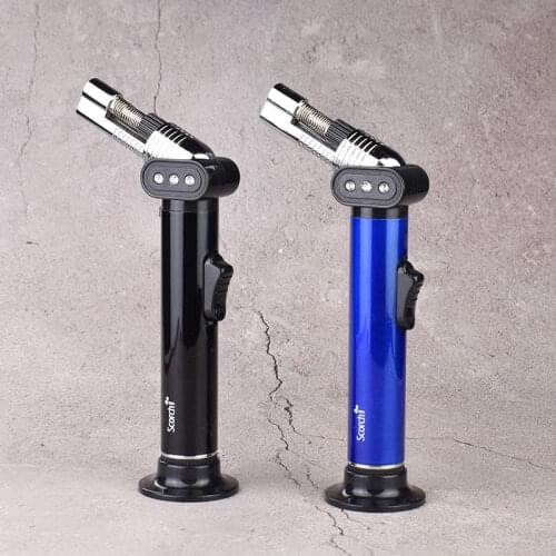 One Piece Slim Jet Lighter Metal Windproof Jet Butane Gas Refillable Cigarette Flame Torch Lighter Without Gas Fuel