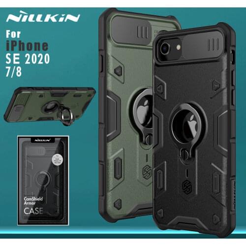 For iPhone SE 2020 SE2020 7 8 case NILLKIN CamShied Armor Finger Ring Holder Case PC TPU camera protection Back cover