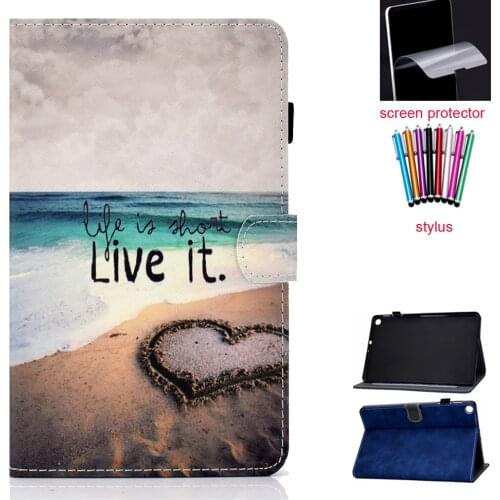 Cute Cat Lion print Tablet Cover case For Samsung galaxy Tab A7 Lite 8.7 2021 Case Wallet Stand Shell+screen protector+stylus