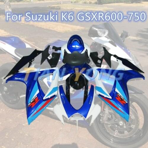 Injection Fairing Blue white black Motorcycle full body protective cover high quality For SUZUKI GSX-R600 GSX-R750 2006 2007