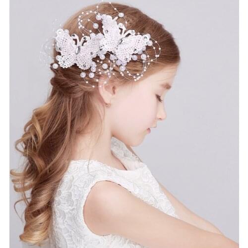 Classic Red White Butterfly Hair Pins Princess Wedding Hair Accessories Fashion Girls Hair Clip Flower Girl Hair Jewelry