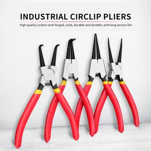 4-piece portable internal and external pliers fixed pliers multifunctional pliers set crimping tool straight and curved snapring
