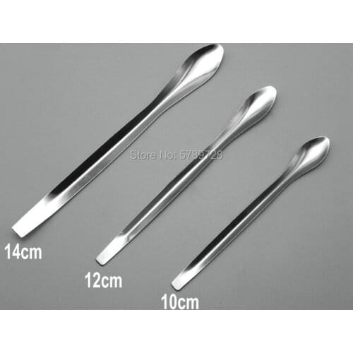 1set 10/12/14cm Stainless steel medicine spoon,microreagent spoon for laboratory sampling