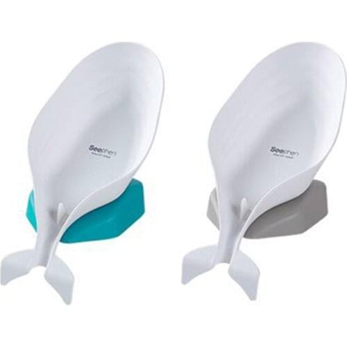 Dolphin Shape Soap Box PP Bathroom Soap Holder Dish Storage Plate Tray Kitchen Sucker Sponge Drain Rack Case Bathroom Gadgets