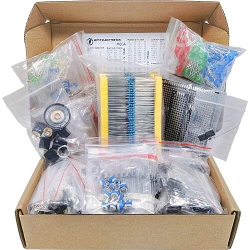 Mega Electronic Component Kit Assortment, Capacitors, Resistors, LED, Transistors, Diodes, 1n270 Germanium, DC Jacks, opamp, PCB