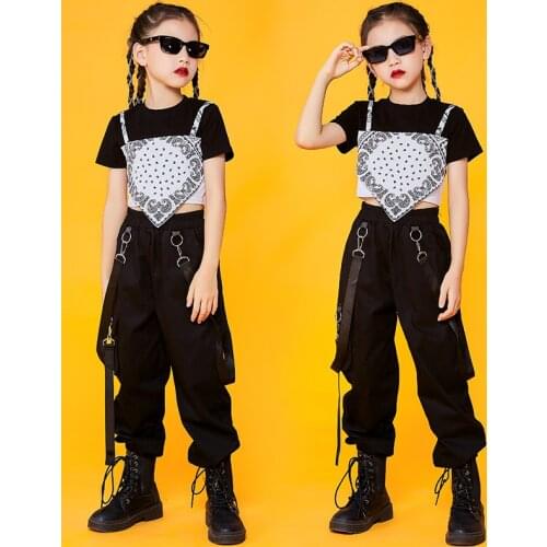 Hip Hop Clothing Fashion Kids Crop Tops Cargo Pants Dancers Outfits Jazz Dance Performance Costumes Festival Clothing DQS7574