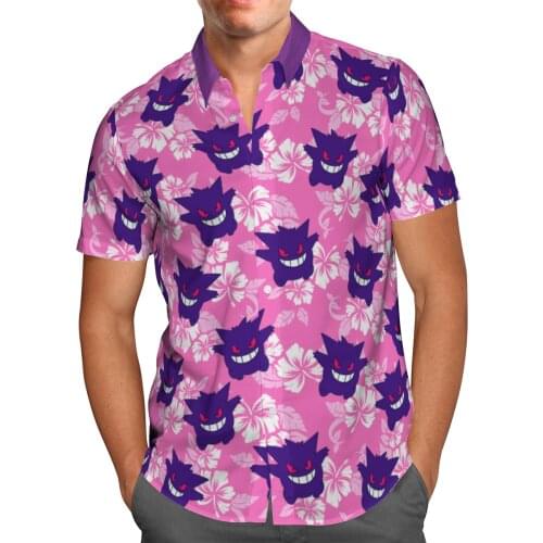 Red Cartoon anime 3D Print Beach Hawaiian Shirt Summer Short Sleeve Shirt Streetwear Oversized Chemise Homme Camisa Masculina
