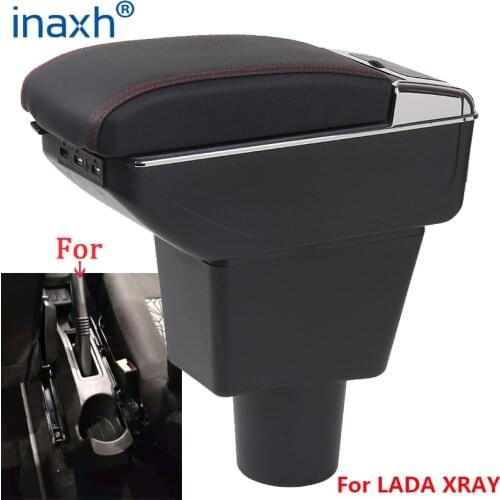 For LADA XRAY Armrests box central storage box Retrofit parts Car Armrest with USB LED light Easy to install