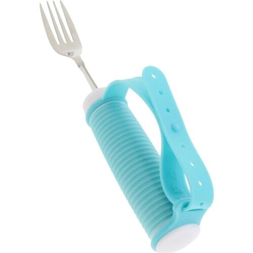 360° Rotatable Eating Utensil with Strap Flexible Fork for Hand Powerless Disabled Patient