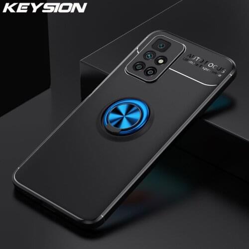 KEYSION Shockproof Case for Redmi 10 Prime Note 10 Pro 10T 5G Silicone Ring Stand Phone Back Cover for Xiaomi POCO X3 GT F3 GT