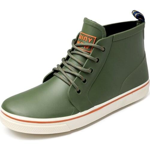 Rain Boots Non-slip Water Shoes Fishing Boots Short Rubber Rain Boots Men Bot Garden Boots Men Couple Shoes New Fashion Sneakers