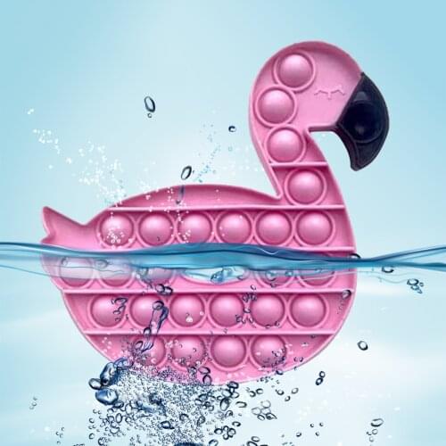 Silicone Cartoon Flamingo Push Bubble Sensory Squeezing Toy Anti-stress Relaxing Fidget Toys Stress Relieve Autism Needs