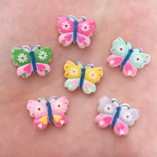 Resin 13 *17mm Lovely mini mix Colorful Butterfly Flatback Cabochon stone 10PCS scrapbook DIY crafts OF574