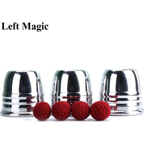 Super Professional Aluminum Three Cups and Balls With Cup (Large), Gimmick Props,Magic Tricks Magician Close Up Illusion
