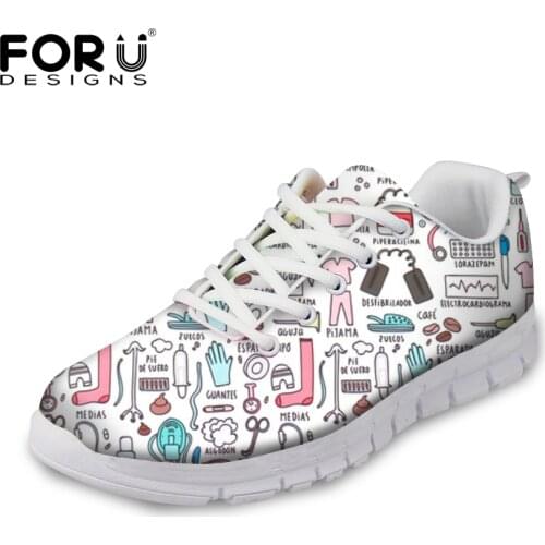 FORUDESIGNS Hot Sale Nurse Pattern Women Casual Sneakers Flats Female Cartoon Nurses Cute Womens Comfortable Shoes Girls Light