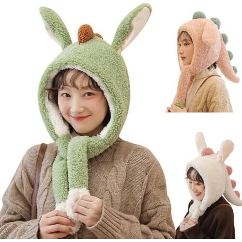 Women Winter Knit Beanie Hat Cute Rabbit Bunny Ears Solid Color Outdoor Stretchy Ski Skullies Cap Ear Warmer Photo Props