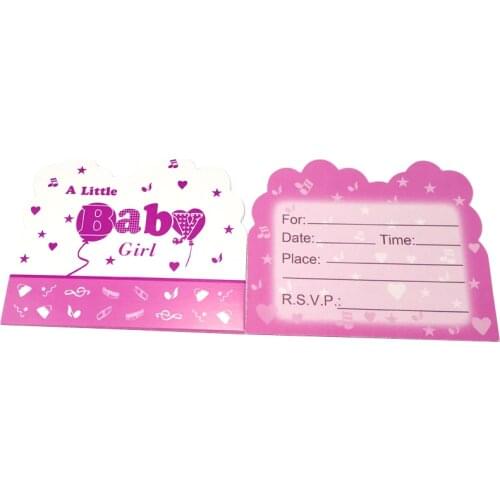 10PCS/PACK Kids Favors Happy Baby Shower Baby Girl Theme Invitation Cards Birthday Decoration Party Events Supplies 14*11 CM