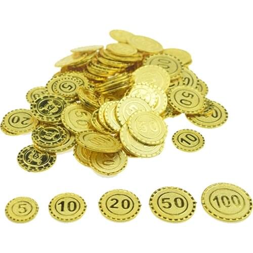 100 Pcs Plastic Gold Treasure Coin Captain Pirate Coin Baby Kids Props Decoration Toys For Boys