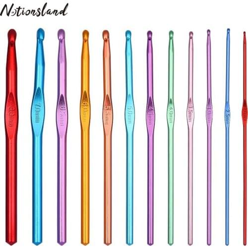 12Sizes Aluminum Crochet Hooks Knitting Needles Craft Yarn for Sewing Knitting Sweater Weaving Crochet Set 2-8mm