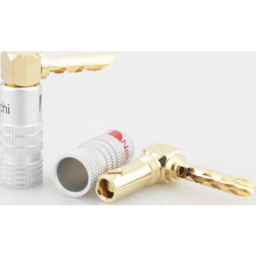 12x Gold Plated L-Type 90 Degree BFA Banana Connectors Plug Screw Lock Cable Wire
