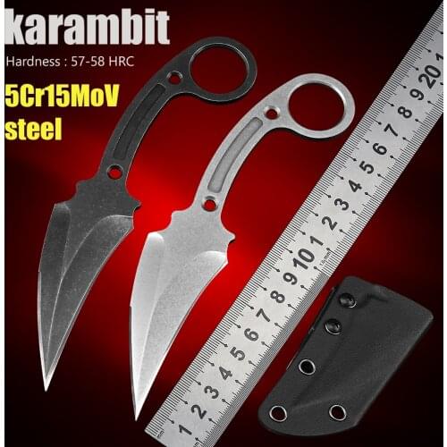 5Cr15MoV Steel Outdoor EDC Tactical Utility Fixed Blade Self Defense Weapons Karambit Hunting Knife
