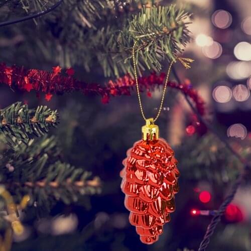 6pcs Christmas Pine Cone Decor Home Office Christmas Tree Ornament Wedding Party Holiday Decoration