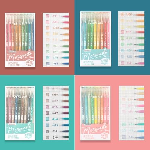 8 Set Creative 0.5mm Morandi Color Gel Pen Set Kawaii Journal Pen 9 Colors Student Ballpoint Pen School Office Supplies