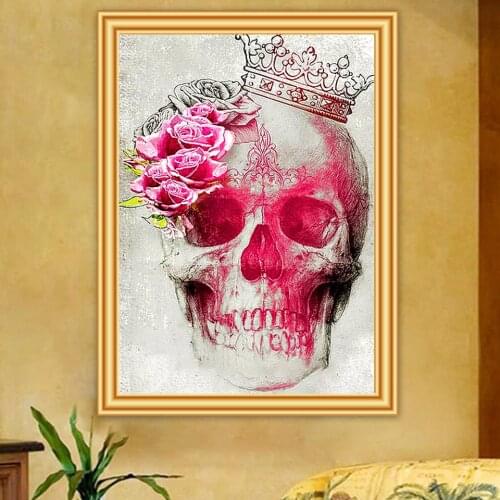 5D DIY Diamond Painting Skull Cross Stitch Kit Full Drill Diamond Embroidery Mosaic Art Picture of Rhinestones Halloween Gift
