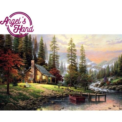 5D arcadia spuare round Diamond Painting Scenic 3D Cross Stitch Kit Full Rhinestone Ribbon Embroidery Landscape Crafts Decor