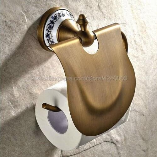 Antique Brass Ceramic base Wall Mounted Paper Roll Holder Toilet Paper Holder Tissue Holder Restroom Bathroom Accessories Kba405