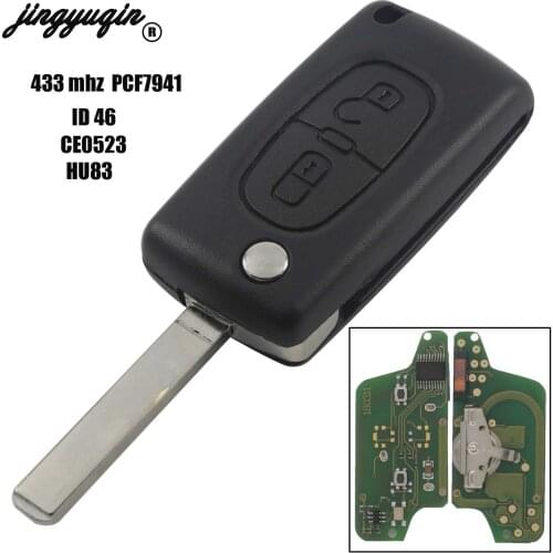 Jingyuqin Car Remote Key 433MHz PCF7941 Fits for CITROEN C2 C3 C4 C5 Berlingo Picasso ID46 (CE0536 ASK/FSK, 2 Buttons VA2) Blabe