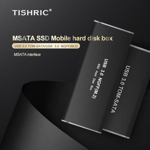 TISHRIC M-SATA SSD Mobile Hard Disk Box USB 3.0 to M-SATA/NGFF M2 SSD Case 6GBPS External Hard Drive Enclosure HDD Case 10TB