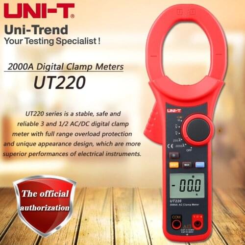 UNI-T UT220 AC 2000A Digital Clamp Meter High Current Ammeter Diode Test Data Hold Full Symbol Display LCD Backlight