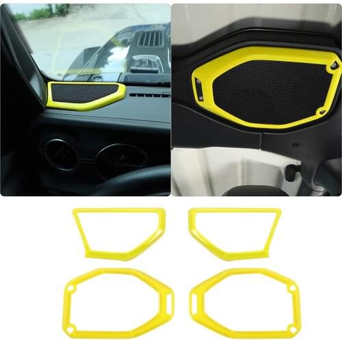 Pillar A&B Speaker Decoration Trim Cover Top Roof Speaker Trim Cover for Jeep Wrangler 2018-2021 UP JL 4 Door Yellow