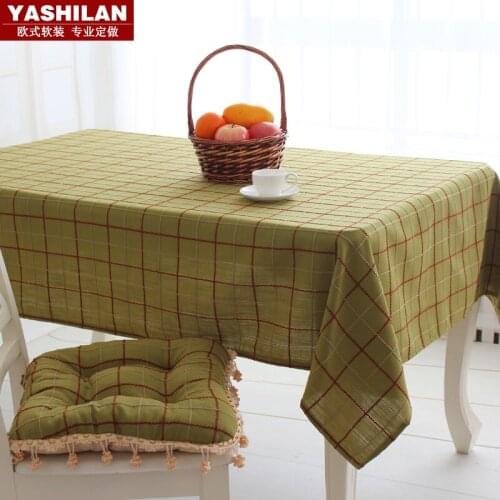 European high-grade garden style green plaid western pastoral plaid cotton cloth tablecloths tablecloth table flag cushion
