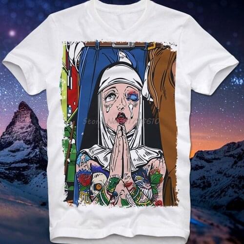 T Shirt Hot Sexy Girl Tattoo Nun Nonne Religieuse Bad Bitch Pop Art Warhol Lichtenstein Pop Culture Pinup Pin Up tees