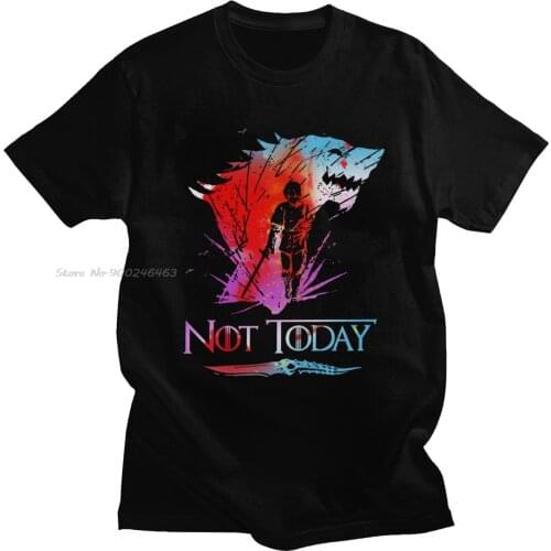 T Shirt Men Pure Cotton Not Today T-shirt Arya Stark Tee Tops Crew Neck Short Sleeved Urban TV Fans Tshirt