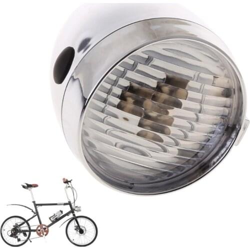 Classic Retro Streamlined Bicycle Head Light Super Bright LED Metal Chrome Bikes Headlight Cycling Lighting Night Riding
