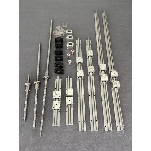 SBR16/20 CNC Linear Rail set + 3 Ball screw SFU1605/1204 + BK/BF12/10 + Nut housing + Couplers For Milling Machine
