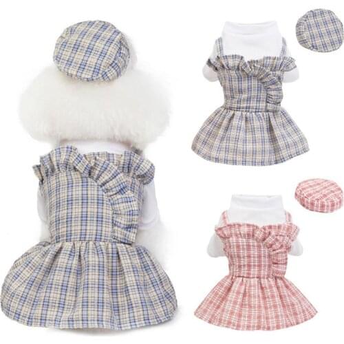 Summer Pet Dress Clothes Cute Plaid Small Dogs Dress Small Medium Sized Pet Teddy Chihuahua Clothing Outfit Pet Clothing