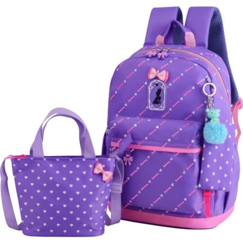 Lovely Nylon Women Backpack girl student book bag with purse laptop 3pcs set bag high quality ladies school bag for teenager