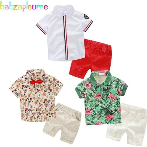 Fashion Kids Boys Clothes Cotton Shirt Ripped Shorts Pant Children Clothing Gentleman Suits Toddler Baby Sport 2-7Years BC1190