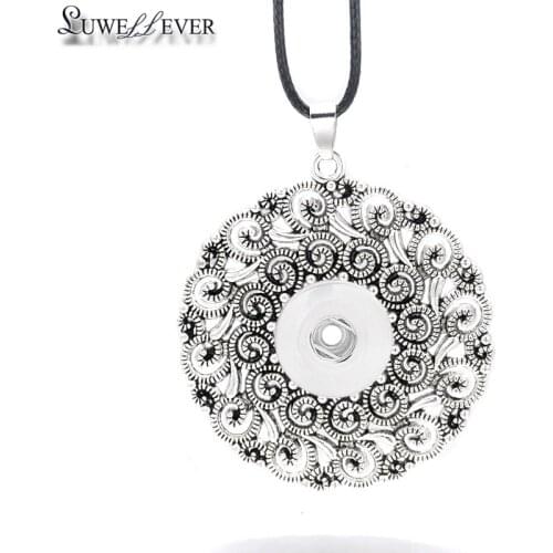 Fashion Interchangeable Round Flower Ginger Necklace 042 Fit 18mm Snap Button Pendant Necklace Charm Jewelry For Women Gift
