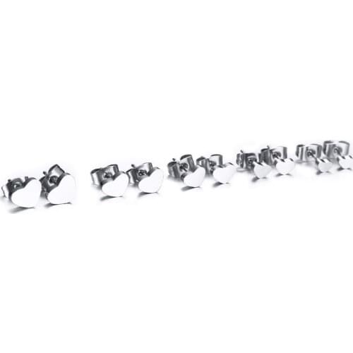 Fashion Heart Ear Studs Stainless Steel Small Stud Earrings Jewelry For Women
