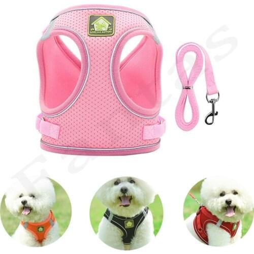 Reflective New Pet Breast Strap for Puppy Dog Cat Harness No Pull Mesh Breathable Harness Leash Set for Chihuahua Outing Walking