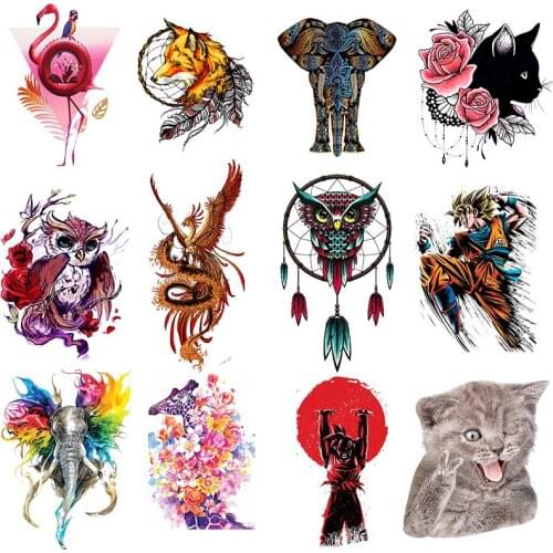 Flamingo Wolf Cat Ironing on Heat Transfer A-level Washable Patches Sticker for Clothes T-shirt DIY Appliques Wholesale Patch