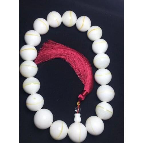 20mm Real sea tridacna pray bead giant clam gold thread bangle Hanging 18 Bead Organic gem