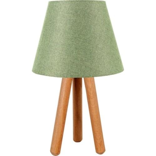 New 3 to Legged Tripod Wood Lampshade Table Lamp Green Lampshade
